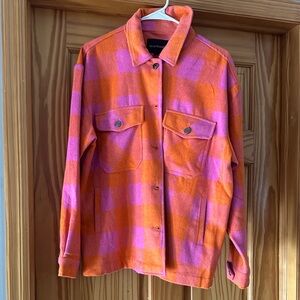 Velvet Heart Orange and Pink Plaid Utility Jacket